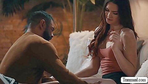 Sexy brunette loves fucking her stepson's big dick