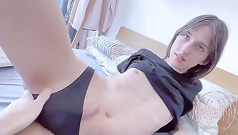 Amateur brunette with small tits gets cum in coffee