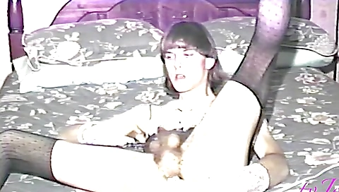 Horny teen 18+ in stockings and lingerie is having fun