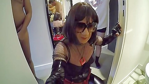 Slutty shemale fucks her boyfriend and pisses on his anal