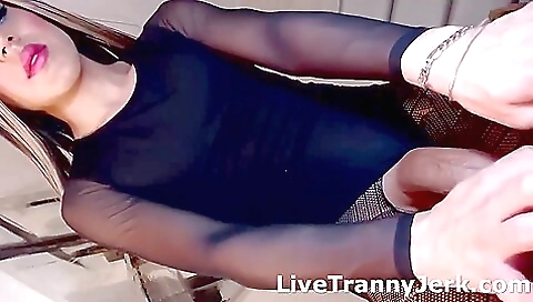 Sexy teen wearing sexy lingerie is playing with her big cock