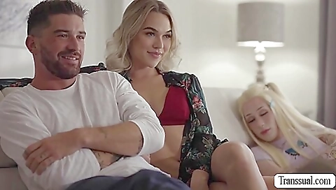 Blonde is sucking and riding his big dick in this porn video