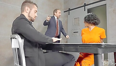 Beautiful brunette with a tattooed ass is getting fucked